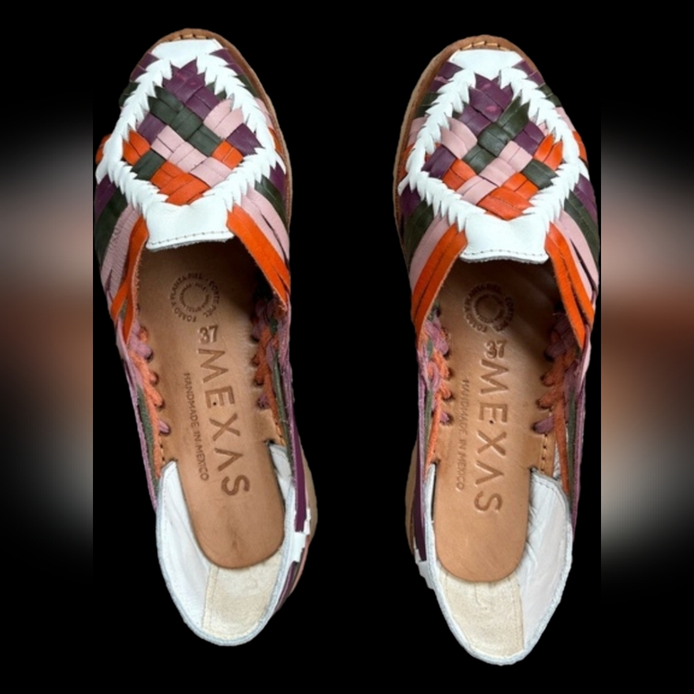 Women's Multicolor Leather Huarache Sandals